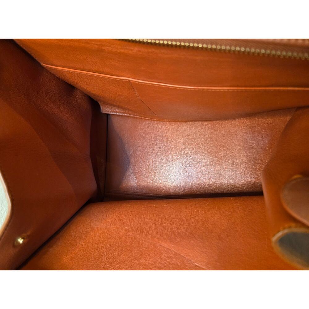 Celine Trapeze Two Tone Navy Cognac Leather Top Handle Shoulder Bag with Strap - Picture 10 of 15